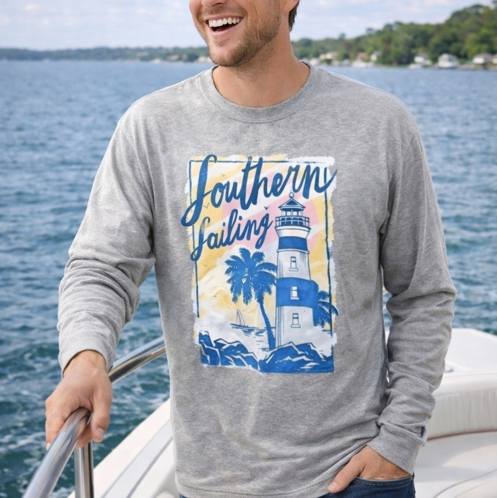 Croft & Barrow Southern Sailing‎ Lighthouse Long Sleeve Shirt Medium New